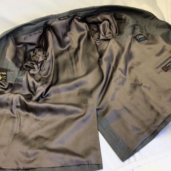 Zino Wool Italy Super 120 Sport Coat Di Valdengo Gray 44 Mens USA - Picture 12 of 12